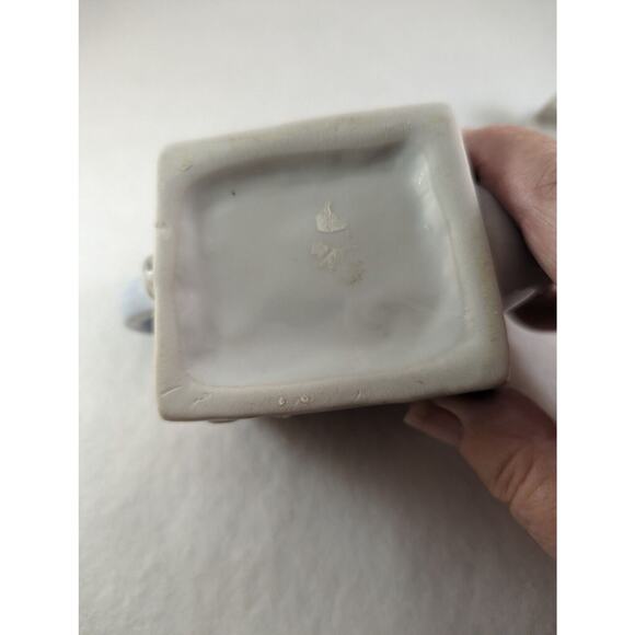 China Porcelain Decor Sewing Trinket Box Teapot.Size 4" X6" X 2.5"Beige/Blue - Picture 3 of 8